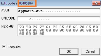 Placing Spyware Name in Target